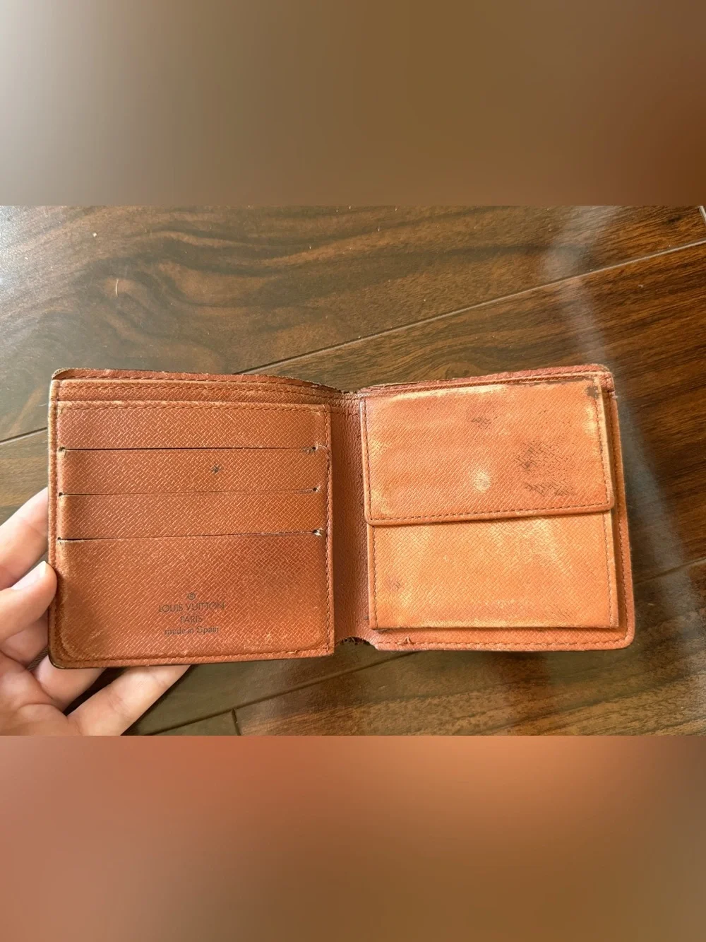 Authentic vintage Louis Vuitton Monogram Canvas Wallet in Brown and Gold
